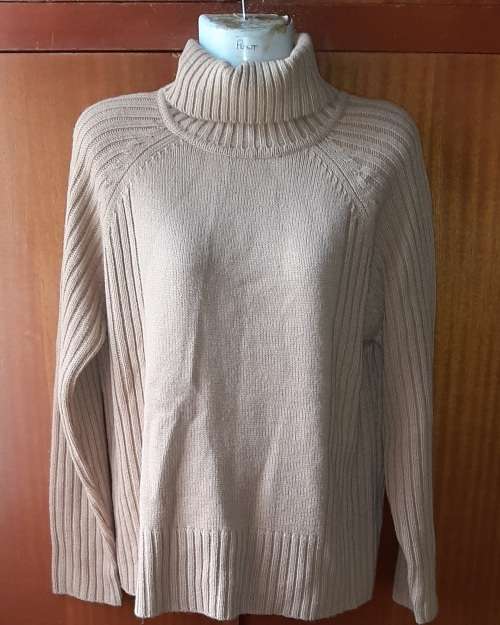 LADIES - BEIGE POLAR NECK JERSEY - MAKE - FASHION EXPRESS - SIZE - XL