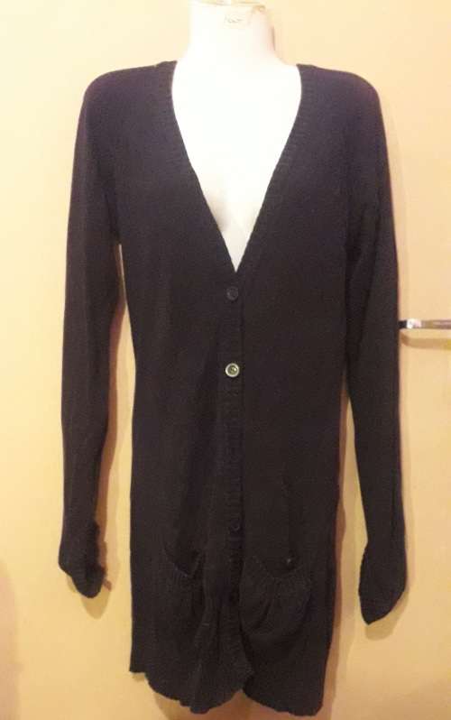 Ladies - Long Black Cardigan - Make - Ole - Size - L