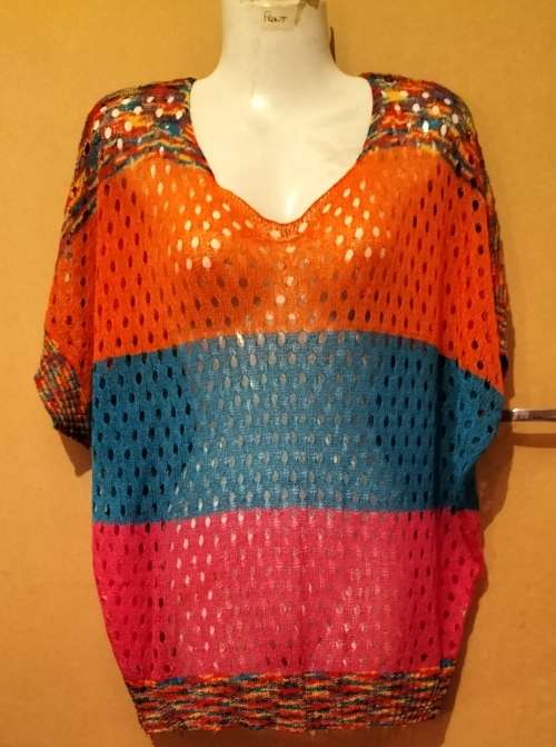 Ladies - Multicolored Crochet Top - Make - no make - Size - no size