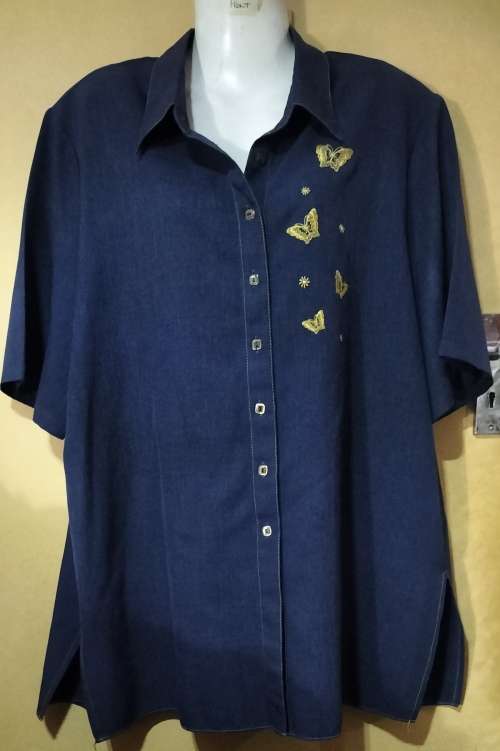 Ladies - Dark Blue Blouse - Make - Delswa - Size - 20