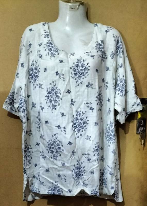 Special! Ladies - White & Blue Blouse - Make - Real Fresh - Size - XXL