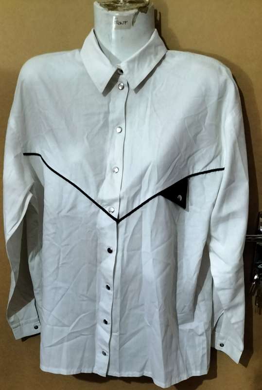 Ladies - White With Black Blouse - Make - Shelley Sport - Size - 10