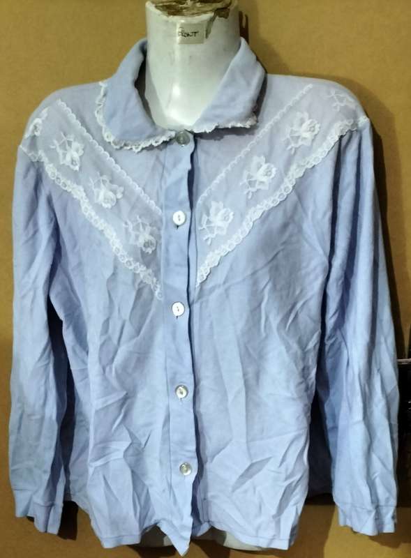Ladies - Purple & White Pajama Shirt - Make - no make - Size - no size