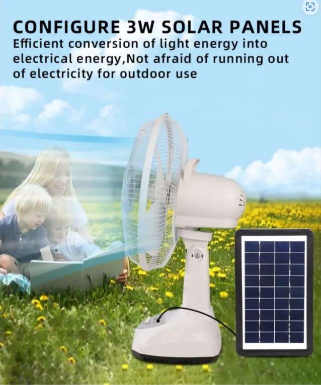GB Portable Solar Powered Mini Fan 12Inch