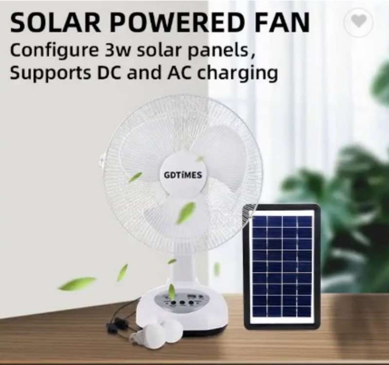 12`(30cm) Rechargeable Oscillating fan with 2 speeds Built in battery and led light AC/DC operation