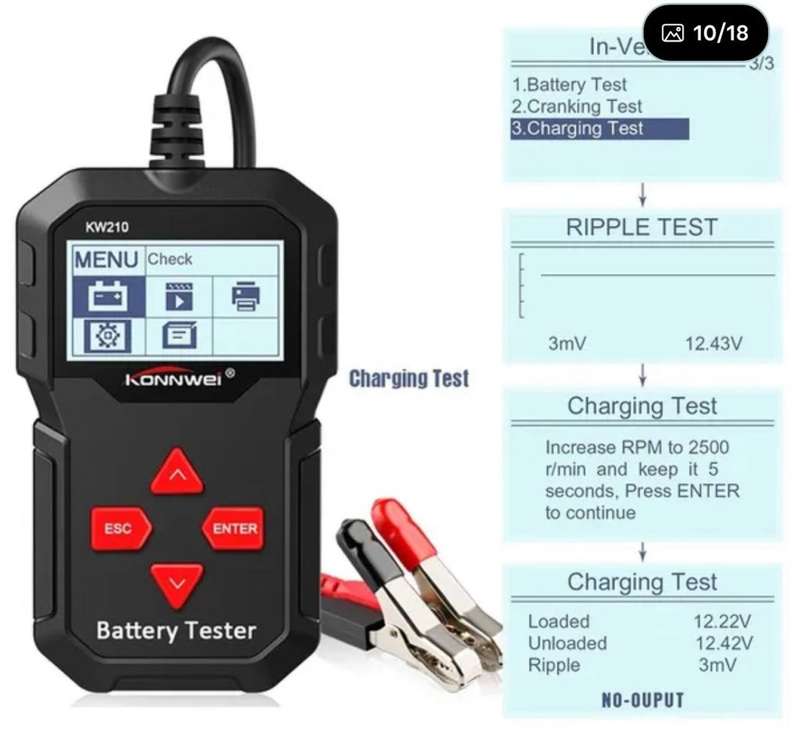 KONWEI KW210 12V BATTERY TESTER  DIAGNOSTIC TOOL