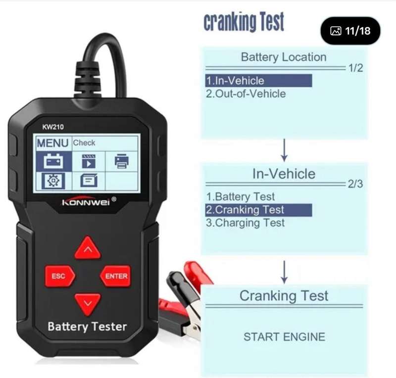 KONWEI KW210 12V BATTERY TESTER  DIAGNOSTIC TOOL
