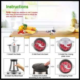 Food Processors, Electric Chopper with Meat Grinder & Veggie Choppe