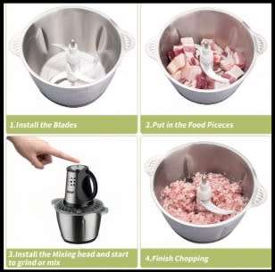 Food Processors, Electric Chopper with Meat Grinder & Veggie Choppe
