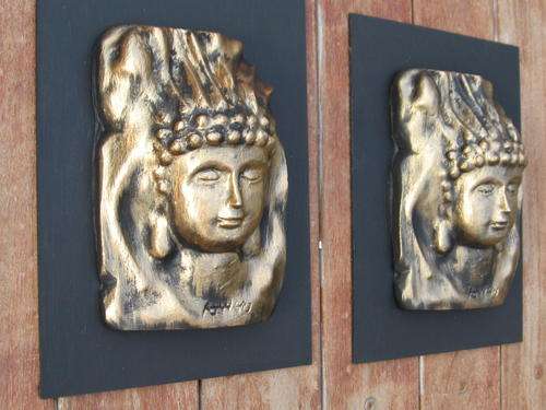 LATE ENTRY 2 x BUDDHA FACES MOUNTED FREE POSTAGE