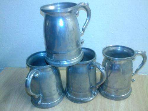 4 SHEFFIELD PEWTER BEER MUGS