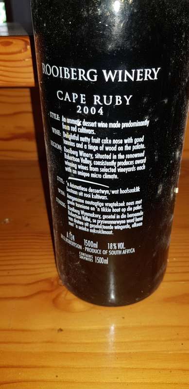 ROOIBERG WINERY CAPE RUBY 1.5L 2004