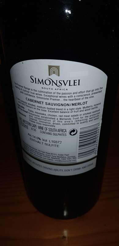 SIMONSVLEI CABERNET SAUVIGNON MERLOT 2008 1.5L