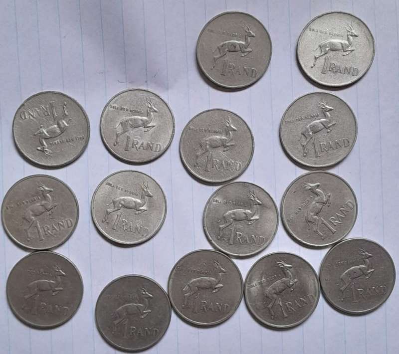 X 11 Old South African R1 coins