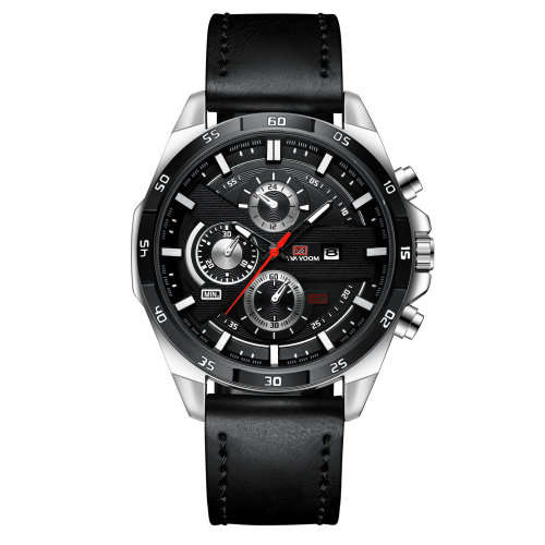 VA VA VOOM VA-216 Fashion Men Watch 3ATM Waterproof Date Display Leather Strap Quartz Watch