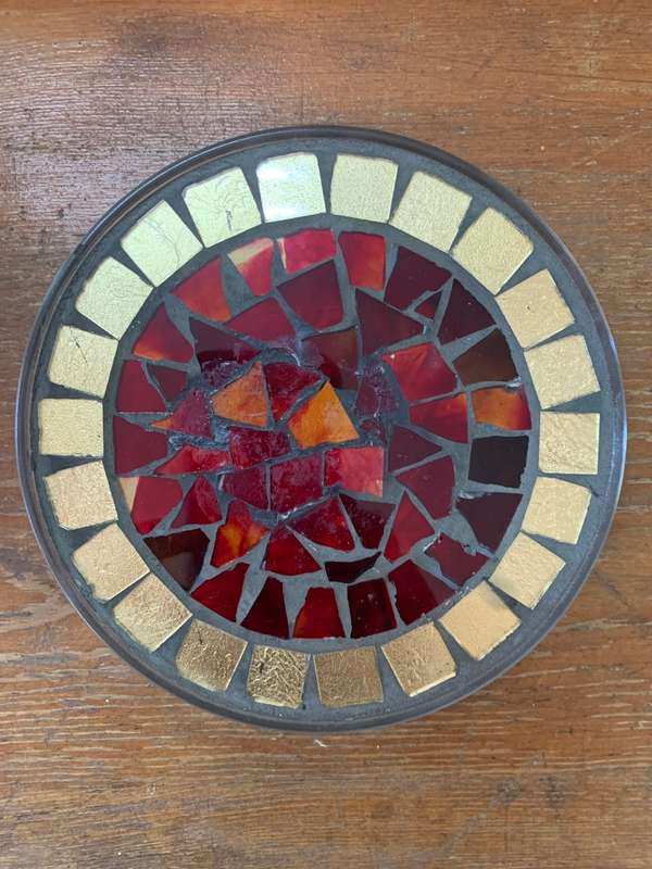 Red Glass Hurricane Candle Holder