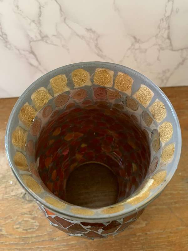 Red Glass Hurricane Candle Holder