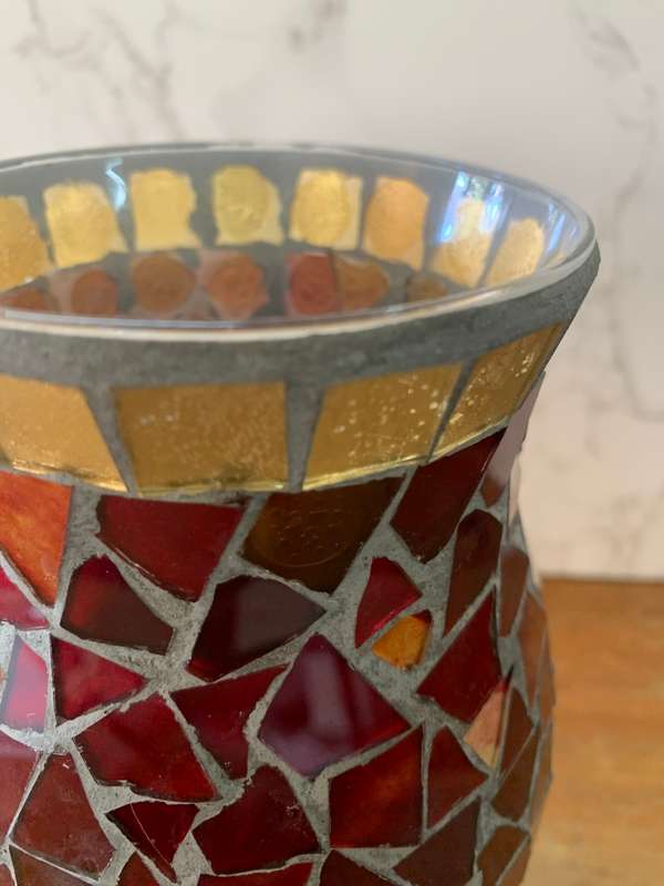 Red Glass Hurricane Candle Holder