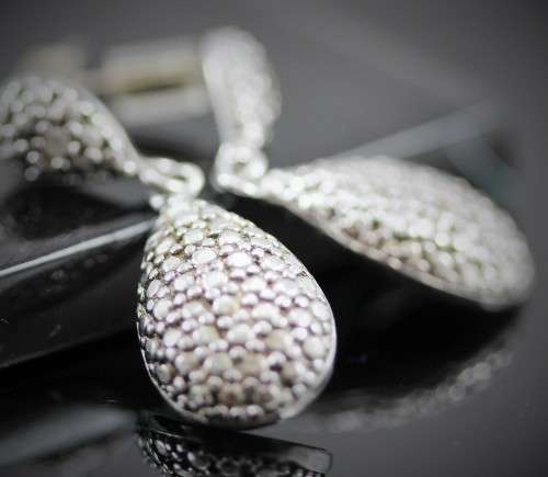 DIAMOND ACCENT  '925' STERLING SILVER DROP EARRINGS. JEWELLER HALLMARKED