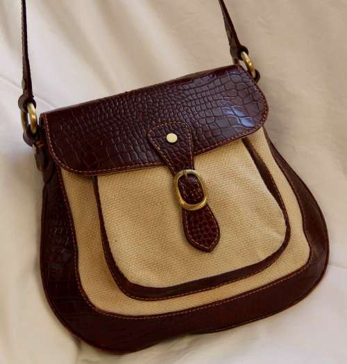 AUTHENTIC PAUL COSTELLOE DRESSAGE HESSIAN CANVAS & LEATHER CROSS BODY BAG