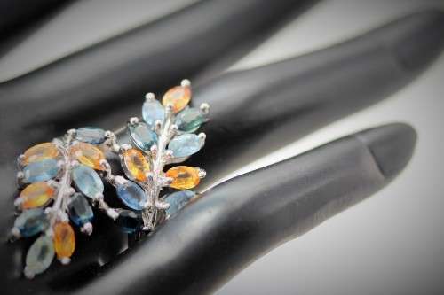 MAGNIFICENT SONGEA MINED REAL 3,23 ct SAPPHIRES STERLING SILVER RING UNUSUAL NATURAL COLOURS 7,13 gm