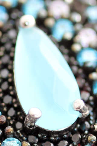 STRIKING MODERN BLUE CHALCEDONY STERLING SILVER DROP AND DANGLE EARRINGS.925