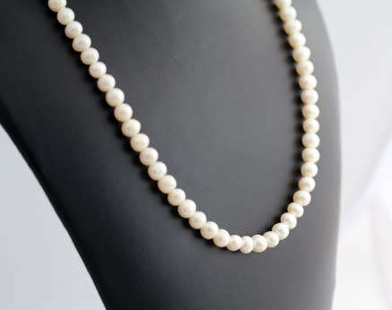 VERY LONG 83cm PEARL NECKLACE WITH ELEGANT FEATURE NATURAL RUBIES IN GOLD-HUED STERLING SILVER