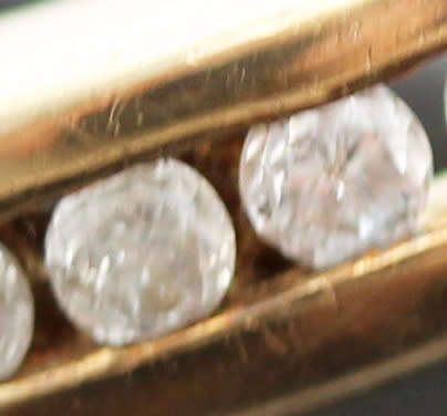 9CT YELLOW GOLD RING WITH CHANNEL SET NATURAL DIAMONDS CLASSIC HALF-ETERNITY. VINTAGE ENGLISH