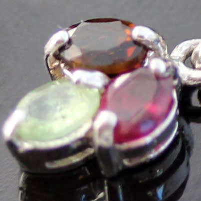 NATURAL GEMSTONE TOURMALINE, AMETHYST & RUBY NECKLACE. EYECATCHING STERLING SILVER FLORAL 'Y' DESIGN