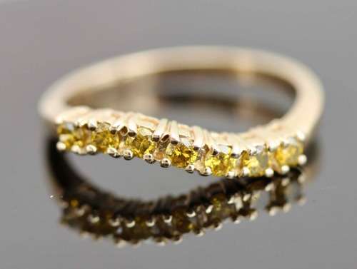 VINTAGE GOLDEN-YELLOW DIAMOND HALF ETERNITY 9CT YELLOW GOLD RING 375 *JEWELLER CERTIFIED AT R14'500