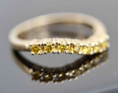 VINTAGE GOLDEN-YELLOW DIAMOND HALF ETERNITY 9CT YELLOW GOLD RING 375 *JEWELLER CERTIFIED AT R14'500