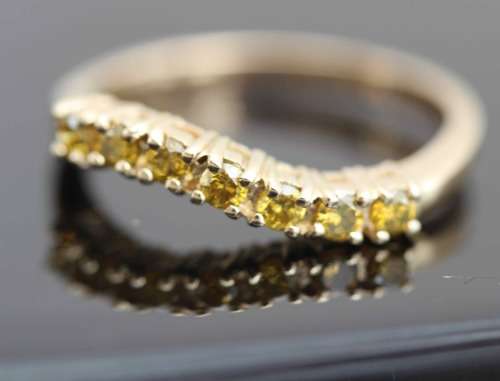 VINTAGE GOLDEN-YELLOW DIAMOND HALF ETERNITY 9CT YELLOW GOLD RING 375 *JEWELLER CERTIFIED AT R14'500