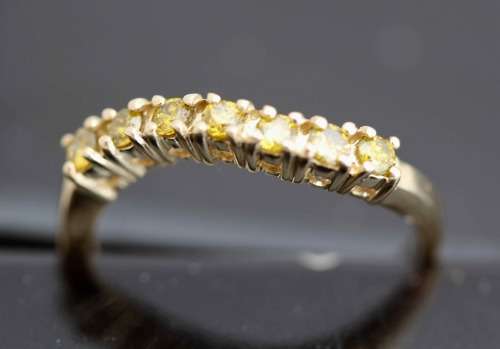 VINTAGE GOLDEN-YELLOW DIAMOND HALF ETERNITY 9CT YELLOW GOLD RING 375 *JEWELLER CERTIFIED AT R14'500