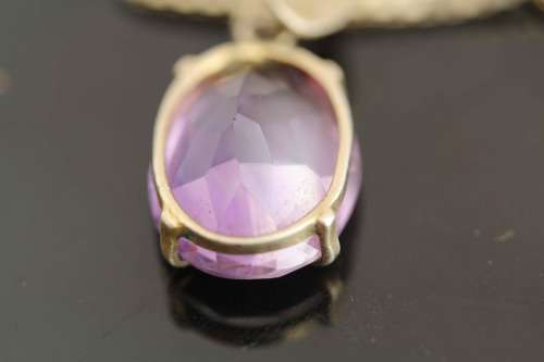 VINTAGE AMETHYST SOLITAIRE (7,63 carat) STERLING SILVER ON ITALIAN STERLING SILVER CHAIN