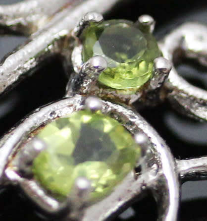 STERLING SILVER FLAT LARGE LATTICE DESIGN NECKLACE REAL CITRINE, PERIDOT, TOURMALINE & GARNETS