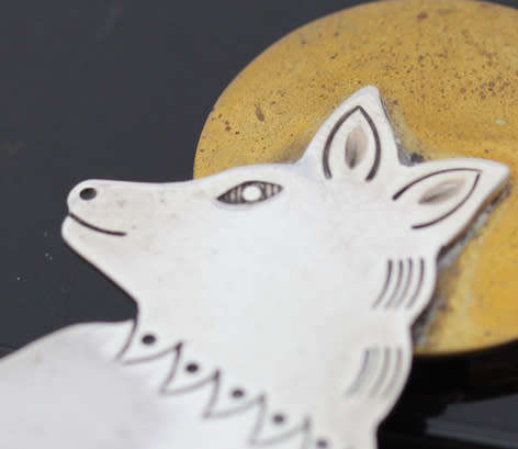 UNUSUAL VINTAGE MEXICAN STERLING SILVER AND BRASS WOLF DESIGN BROOCH. LIMITED EDITION. 925