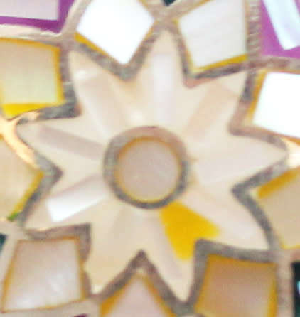 LARGE, BEAUTIFUL MOTHER OF PEARL GEOMETRIC DESIGN STERLING SILVER RING. WONDERFUL DETAIL