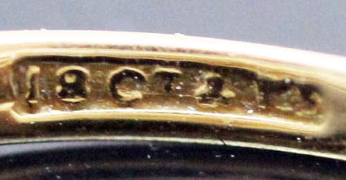 VINTAGE ART DECO DIAMOND TRILOGY 18CT YELLOW GOLD AND PLATINUM RING. circa 1930
