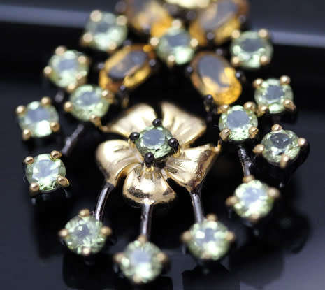 DRAMATIC LARGE CITRINE and PERIDOT CHOCOLATE & GOLD HUED STERLING SILVER EARRINGS
