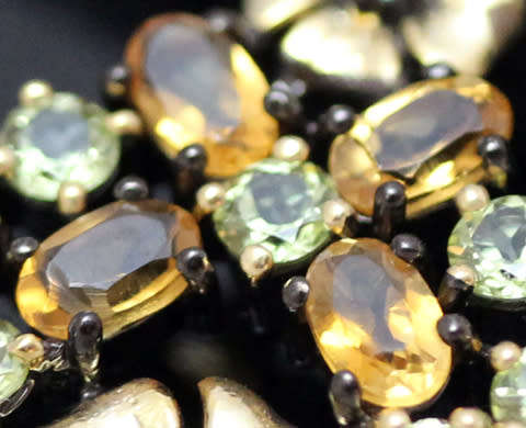 DRAMATIC LARGE CITRINE and PERIDOT CHOCOLATE & GOLD HUED STERLING SILVER EARRINGS