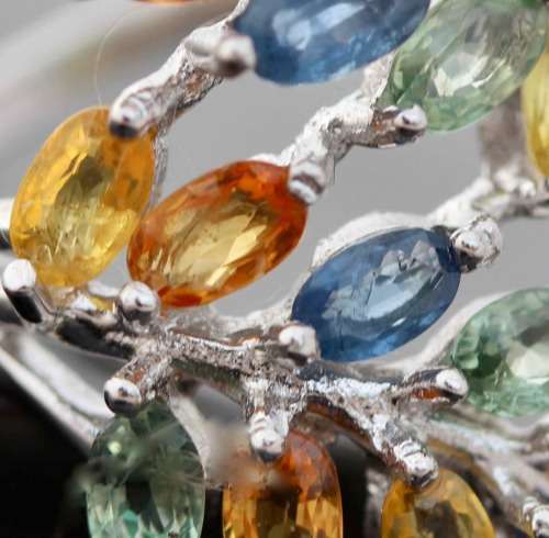 MAGNIFICENT SONGEA MINED REAL 3,23 ct SAPPHIRES STERLING SILVER RING UNUSUAL NATURAL COLOURS 7,13 gm