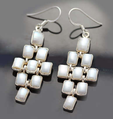 STERLING SILVER REAL FRESHWATER PEARL LARGE CHANDELIER EARRINGS. 925