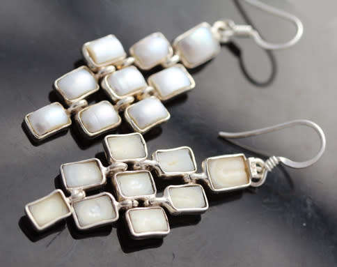 STERLING SILVER REAL FRESHWATER PEARL LARGE CHANDELIER EARRINGS. 925