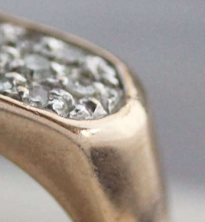 VINTAGE DIAMOND PAVÉ SET 9CT WHITE AND YELLOW GOLD RING 0,25ct JEWELLER CERT Inc R9000 - VERY SOLID