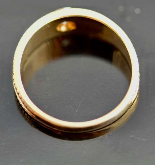 VINTAGE ENGLISH 9CT YELLOW GOLD SOLID WEDDING BAND DIAMOND SOLITAIRE 3,2 gr JEWELLER CERT R8'500