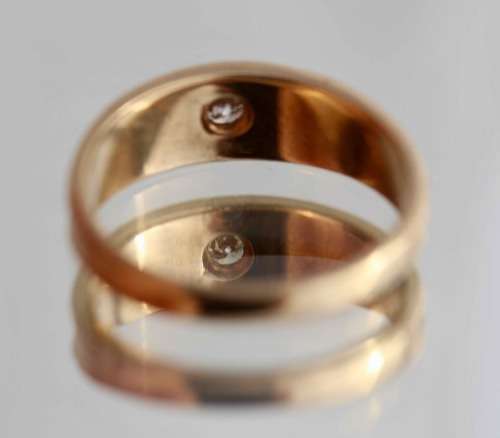 VINTAGE ENGLISH 9CT YELLOW GOLD SOLID WEDDING BAND DIAMOND SOLITAIRE 3,2 gr JEWELLER CERT R8'500