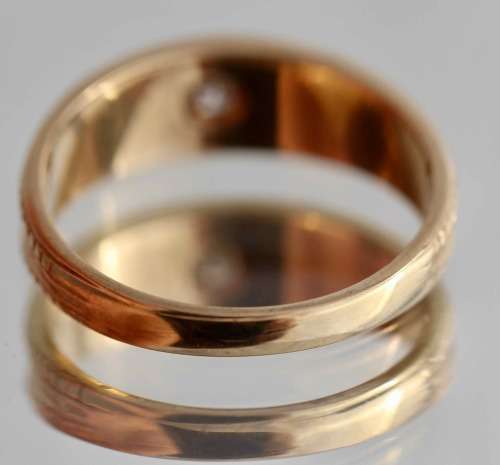 VINTAGE ENGLISH 9CT YELLOW GOLD SOLID WEDDING BAND DIAMOND SOLITAIRE 3,2 gr JEWELLER CERT R8'500