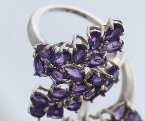 DEEP PURPLE AMETHYST GEMSTONE STERLING SILVER RING. URUGUAY MINED