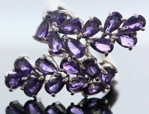 DEEP PURPLE AMETHYST GEMSTONE STERLING SILVER RING. URUGUAY MINED