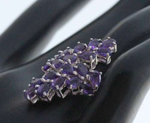DEEP PURPLE AMETHYST GEMSTONE STERLING SILVER RING. URUGUAY MINED
